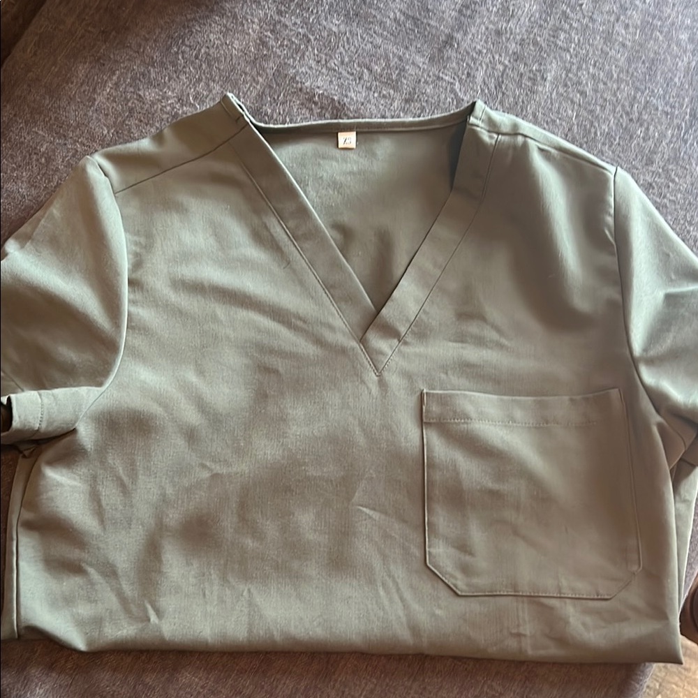 Olive Green V-Neck Women’s Scrub Top